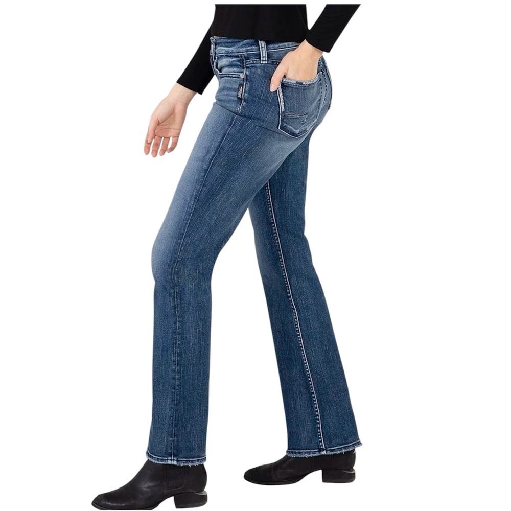 Silver Jeans 28 Elyse Slim Boot Women’s Jeans Stretch Embroidered L03601EPK368
